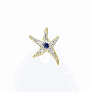 14k Gold Tiny Starfish with Sapphire/Diamonds Pendant - 228 DS