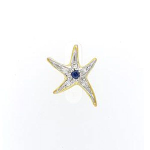 14k Gold Tiny Starfish with Sapphire/Diamonds Pendant - 228 DS
