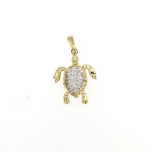 14k Gold Tiny Turtle with Diamond Pendant - 166 D