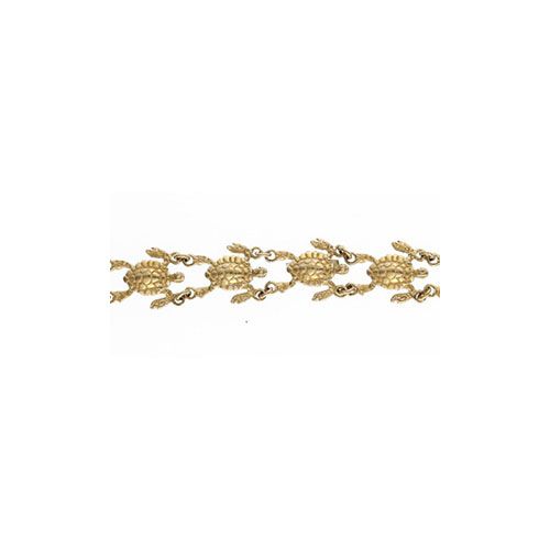 14k Gold Turtle 7 Inch Bracelet- 523