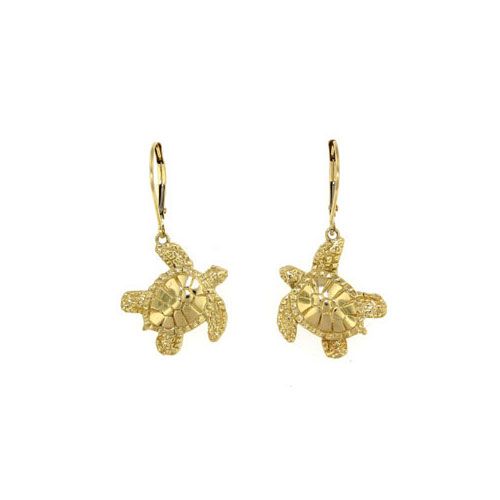 14k Gold Turtle Earrings - 690