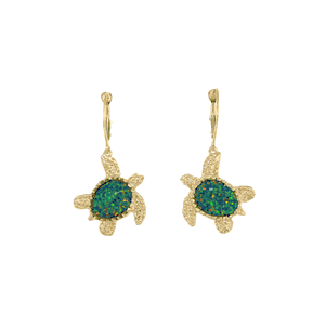14k Gold Turtle Opal Earrings - 690 O