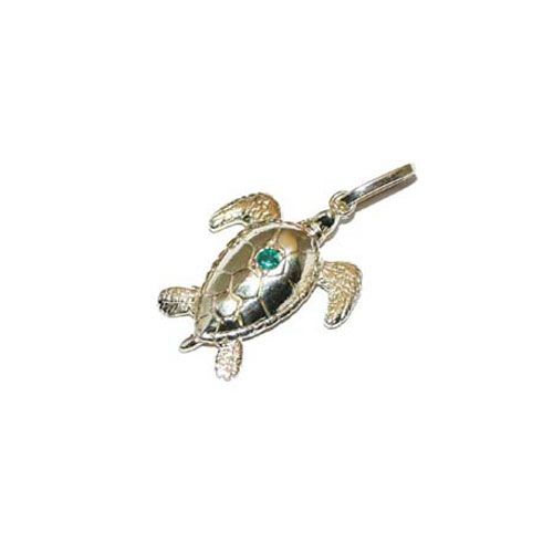 14k Gold Turtle with Emerald Pendant - 130 1E