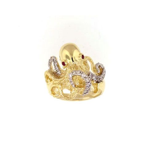 14k Gold Walking Octopus Ring - 762 D