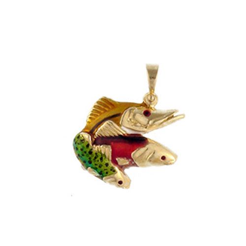 14k Gold West Coast Slam Small Enamel Pendant - 197 E