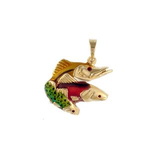 14k Gold West Coast Slam Small Enamel Pendant - 197 E
