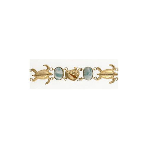 14k Gold Whimsical with Stones 7 1/4 Inch Bracelet - 524