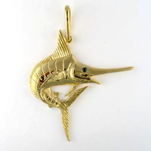 14k Gold Xl Marlin Pendant - 246