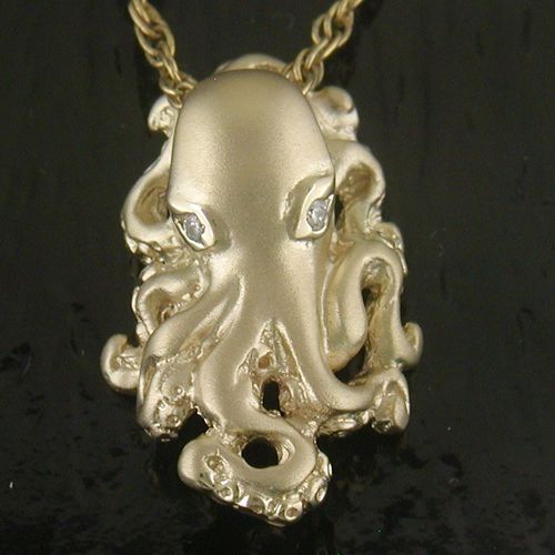 14K Octopus Pendant 9/24 .02 TW Diamonds - SD-SLP008
