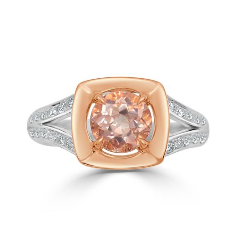 14K Pink and White Gold One-Of-A-Kind Morganite Ring
