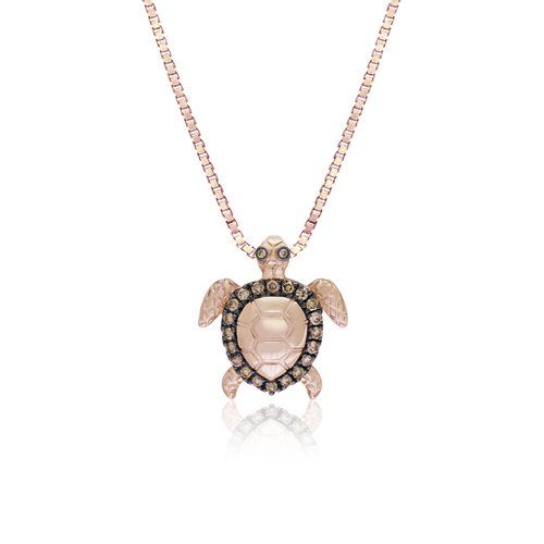 14K RG Koa Diamond Outline Turtle Pendant, Hawaiian Inspired  Pendant, STP-36053K