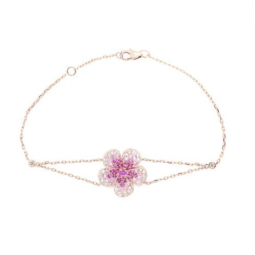 14K RG Ombre Plumeria Bracelet, Hawaiian Inspired Bracelet, FPB-35702/PS