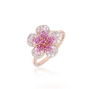 14K RG Ombre Plumeria Ring