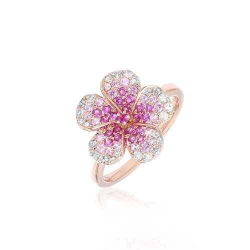 14K RG Ombre Plumeria Ring
