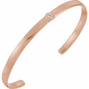 14K Rose 1/10 CT Diamond Cuff 6" Bracelet - BRC764:602:P