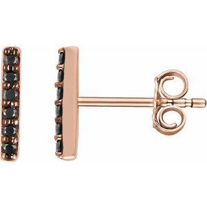 14K Rose 1/10 CTW Black Diamond Bar Earrings - 651757:60017:P