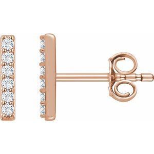 14K Rose 1/10 CTW Diamond Bar Earrings - 651757:60002:P