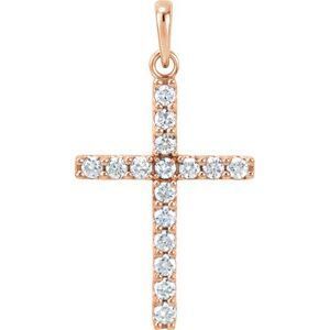 14K Rose 1/2 CTW Diamond Cross Pendant - R42308:10027:P