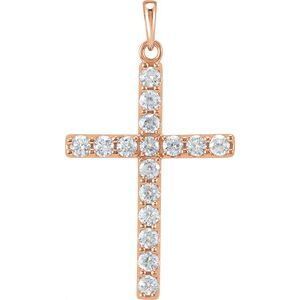 14K Rose  1/4 CTW Diamond Cross Pendant - R42308:10025:P