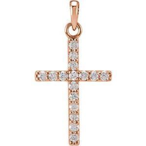 14K Rose 1/4 CTW Diamond Cross Pendant - R42308:10026:P