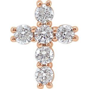 14K Rose 1/4 CTW Diamond Cross Pendant - R42309:60000:P
