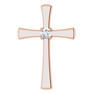 14K Rose 1/5 CTW Diamond Cross Pendant   - R42362:6003:P