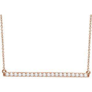 14K Rose 1/6 CTW Diamond Bar 16-18" Necklace - 651084:60002:P