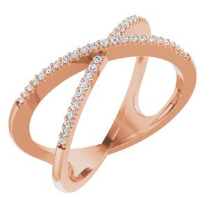 14K Rose 1/6 CTW Diamond Criss-Cross Ring - 651752:60002:P