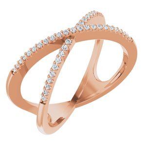 14K Rose 1/6 CTW Diamond Criss-Cross Ring - 651752:60002:P