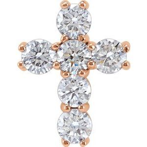 14K Rose 1 CTW Diamond Cross Pendant - R42309:60008:P