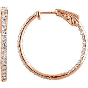 14K Rose 1 CTW Diamond Inside-Outside 26.5 mm Hoop Earrings - 650183:121:P