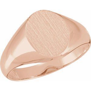 14K Rose 11x9.5 mm Oval Signet Ring - 5758:800:P