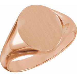 14K Rose 12x10 mm Oval Signet Ring - 5543:64371:P