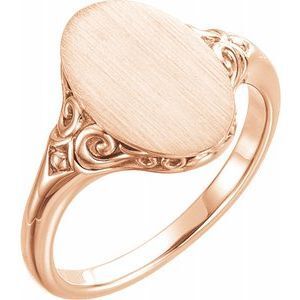 14K Rose 13x9 mm Oval Signet Ring - 51659:103:P