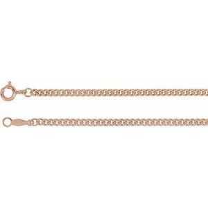14K Rose 2.25 mm Solid Curb Link 18" Chain - CH173:60009:P