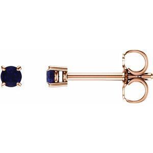 14K Rose 2.5 mm Round Blue Sapphire Earrings - 1874:70051:P
