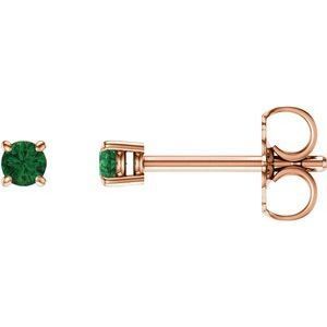 14K Rose 2.5 mm Round Emerald Earrings - 1874:70052:P