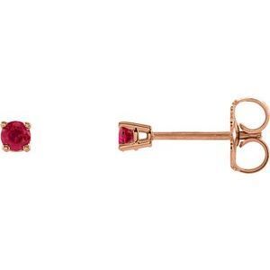14K Rose 2.5 mm Round Ruby Earrings - 1874:70054:P