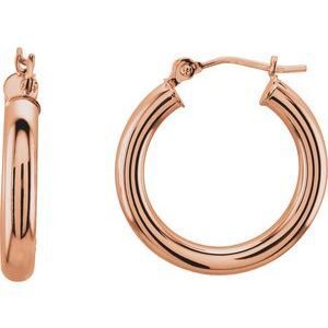 14K Rose 20 mm Tube Hoop Earrings - 20826:6002:P