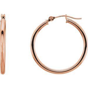 14K Rose 25 mm Hoop Earrings - 20270:6006:P