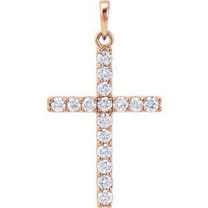 14K Rose 3/4 CTW Diamond Cross Pendant  - R42308:60003:P
