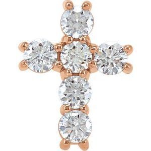 14K Rose 3/4 CTW Diamond Cross Pendant - R42309:60006:P