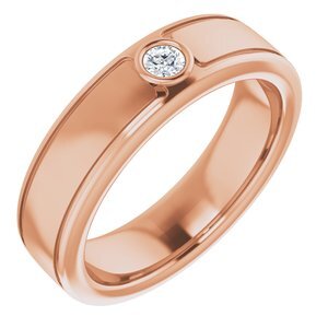 14K Rose 3 mm Round .10 CTW Men's Diamond Ring   - 123478:60002:P