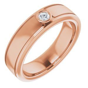 14K Rose 3 mm Round .10 CTW Men's Diamond Ring   - 123478:60002:P