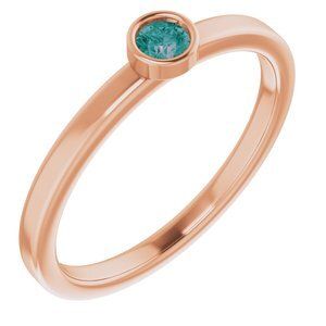 14K Rose 3 mm Round Lab-Grown Alexandrite Ring - 71806:6219:P