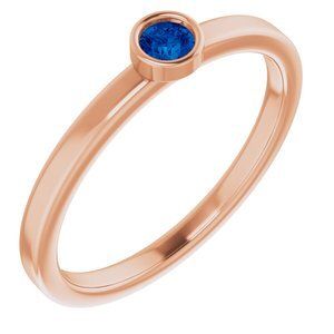 14K Rose 3 mm Round Lab-Grown Blue Sapphire Ring - 71806:6220:P