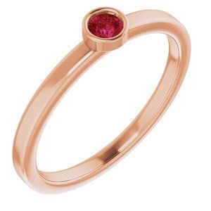 14K Rose 3 mm Round Lab-Grown Ruby Ring - 71806:6222:P