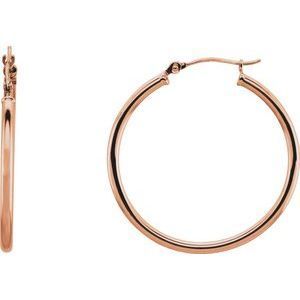 14K Rose 30 mm Hoop Earrings - 20270:6007:P