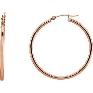 14K Rose 34 mm Hoop Earrings - 20270:6008:P
