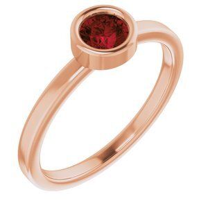 14K Rose 4.5 mm Round Mozambique Garnet Ring - 71806:6312:P